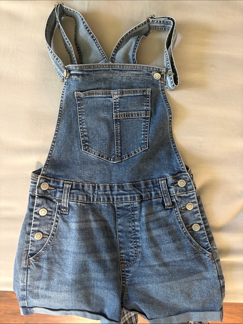 Celebrity Pink Blue Denim Short Overalls